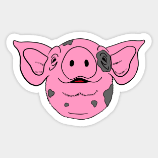 Pink Pig head with smiling face and grey spots Sticker